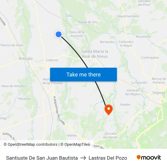 Santiuste De San Juan Bautista to Lastras Del Pozo map