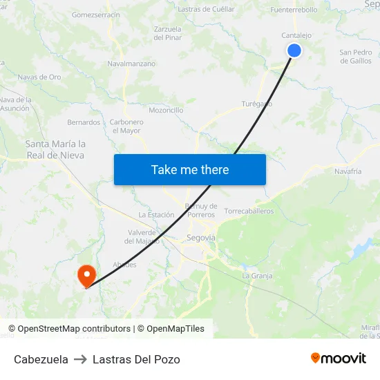 Cabezuela to Lastras Del Pozo map