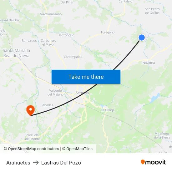 Arahuetes to Lastras Del Pozo map