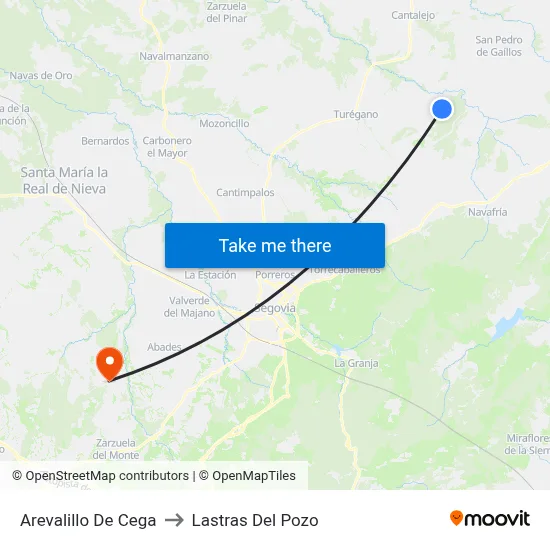 Arevalillo De Cega to Lastras Del Pozo map