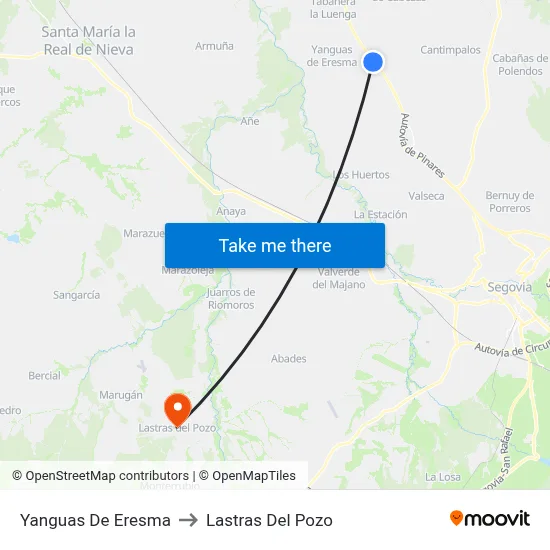 Yanguas De Eresma to Lastras Del Pozo map