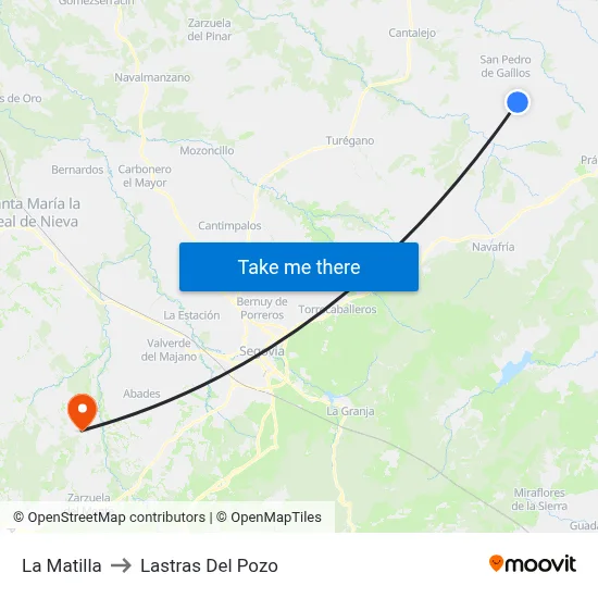 La Matilla to Lastras Del Pozo map