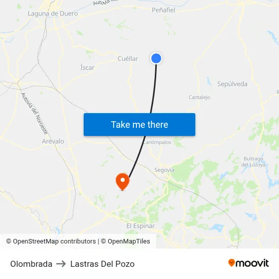 Olombrada to Lastras Del Pozo map