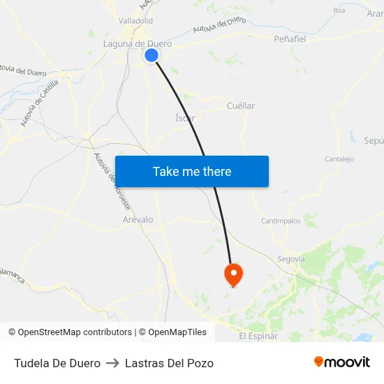 Tudela De Duero to Lastras Del Pozo map