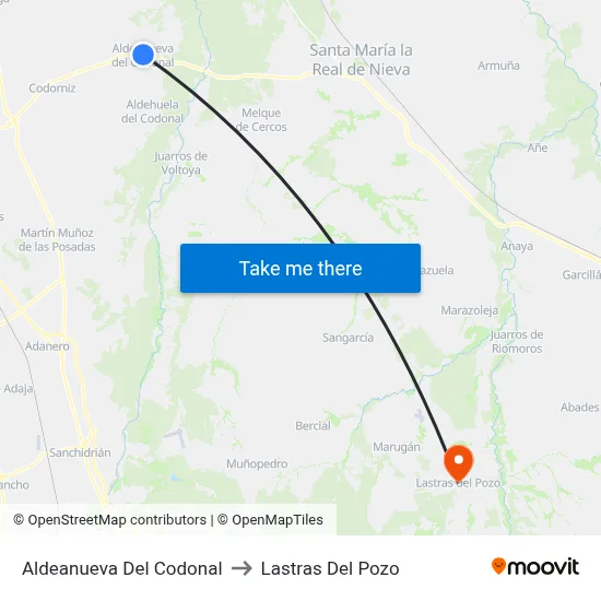 Aldeanueva Del Codonal to Lastras Del Pozo map