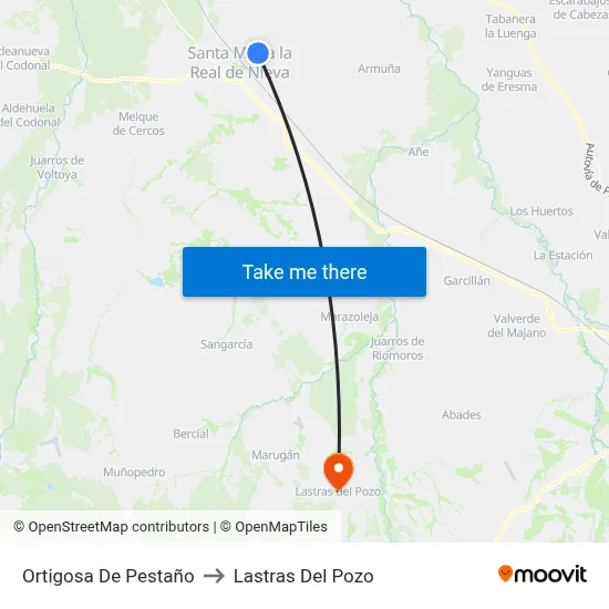 Ortigosa De Pestaño to Lastras Del Pozo map