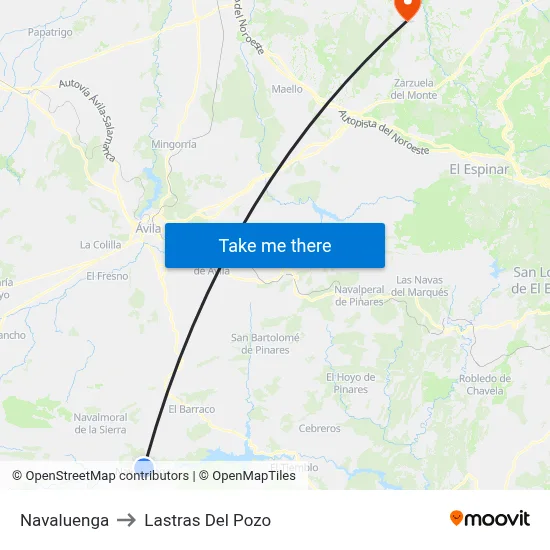 Navaluenga to Lastras Del Pozo map