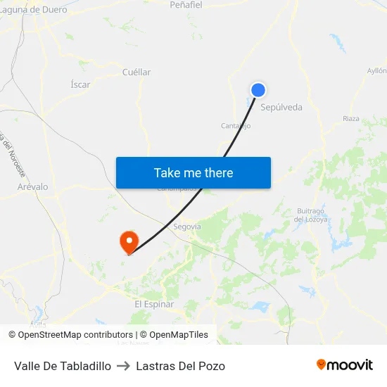 Valle De Tabladillo to Lastras Del Pozo map