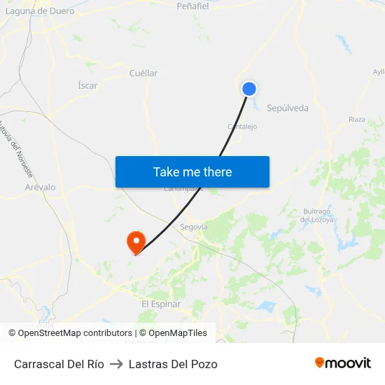 Carrascal Del Río to Lastras Del Pozo map