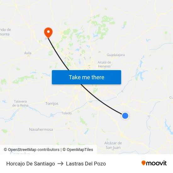 Horcajo De Santiago to Lastras Del Pozo map