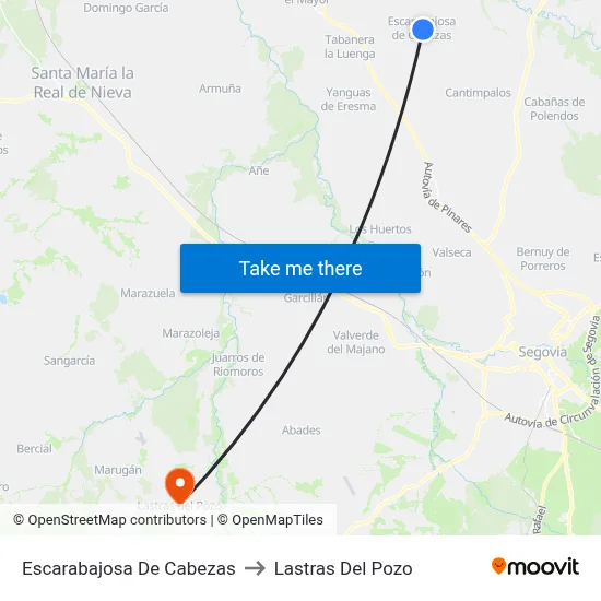 Escarabajosa De Cabezas to Lastras Del Pozo map