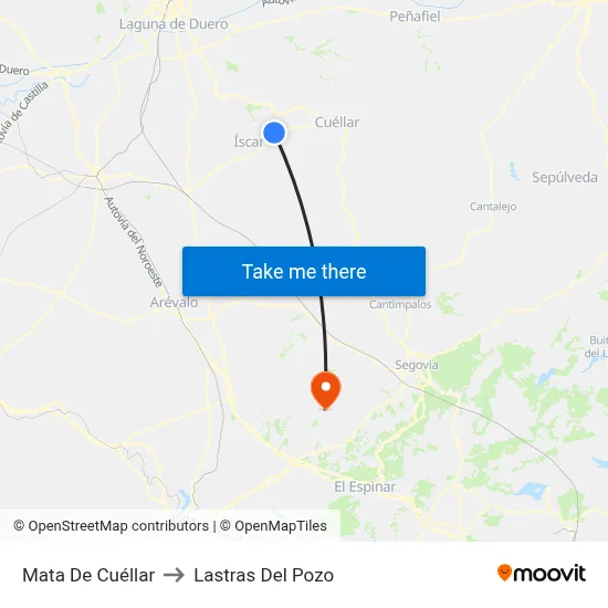 Mata De Cuéllar to Lastras Del Pozo map