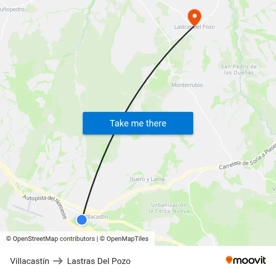 Villacastín to Lastras Del Pozo map