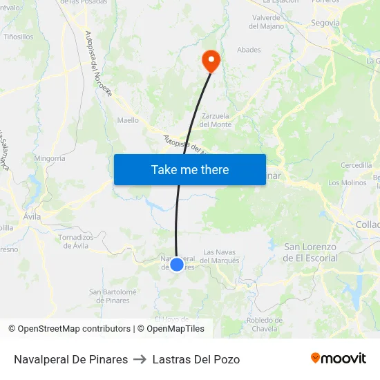 Navalperal De Pinares to Lastras Del Pozo map