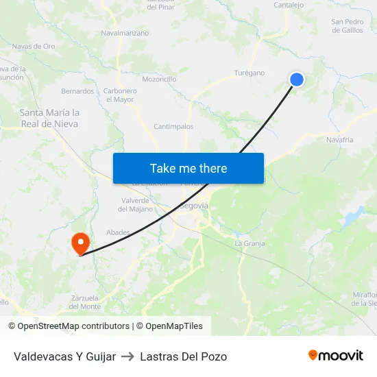 Valdevacas Y Guijar to Lastras Del Pozo map