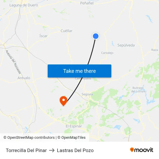 Torrecilla Del Pinar to Lastras Del Pozo map