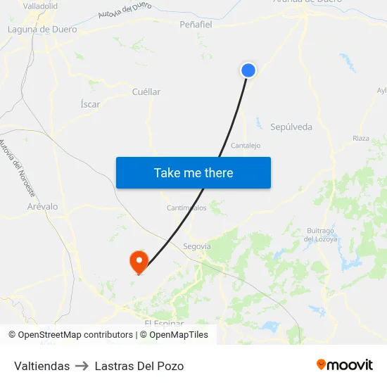 Valtiendas to Lastras Del Pozo map