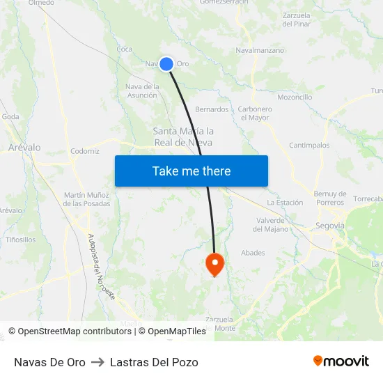 Navas De Oro to Lastras Del Pozo map