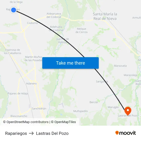 Rapariegos to Lastras Del Pozo map