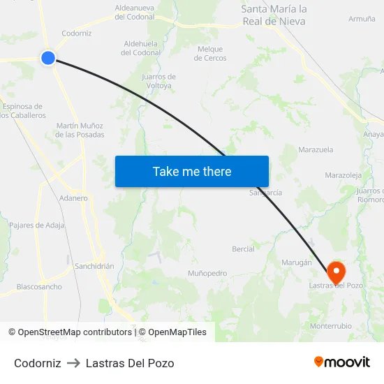 Codorniz to Lastras Del Pozo map