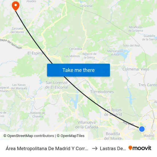 Área Metropolitana De Madrid Y Corredor Del Henares to Lastras Del Pozo map
