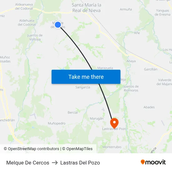 Melque De Cercos to Lastras Del Pozo map