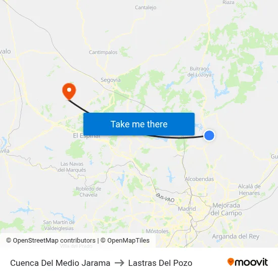 Cuenca Del Medio Jarama to Lastras Del Pozo map