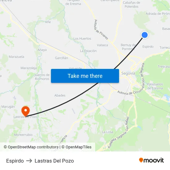 Espirdo to Lastras Del Pozo map