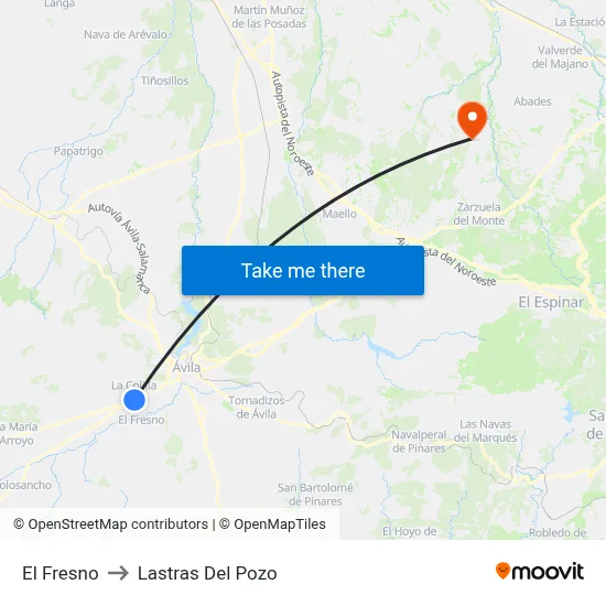 El Fresno to Lastras Del Pozo map