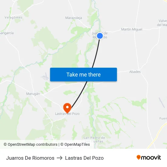 Juarros De Riomoros to Lastras Del Pozo map