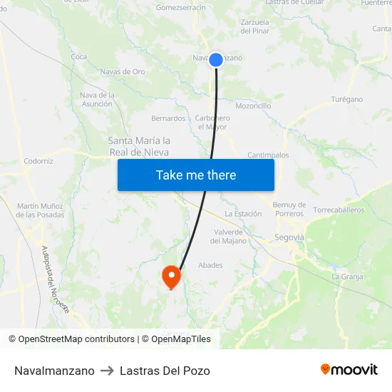 Navalmanzano to Lastras Del Pozo map