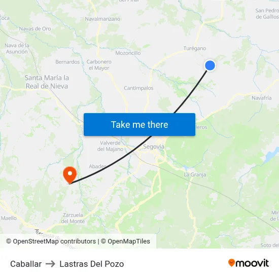 Caballar to Lastras Del Pozo map