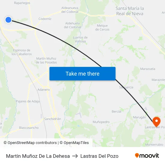 Martín Muñoz De La Dehesa to Lastras Del Pozo map