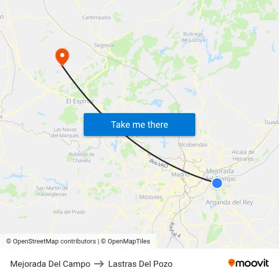 Mejorada Del Campo to Lastras Del Pozo map