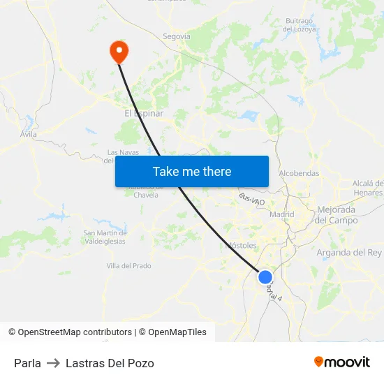 Parla to Lastras Del Pozo map
