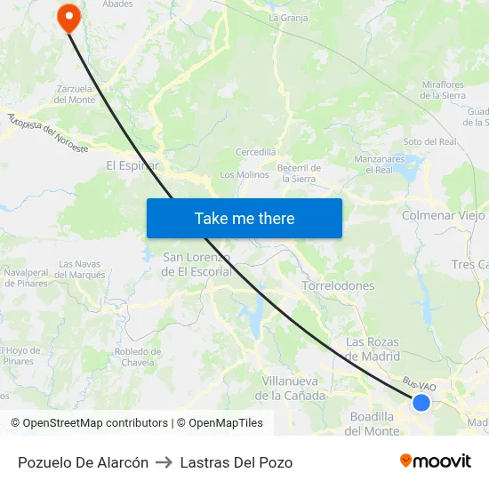 Pozuelo De Alarcón to Lastras Del Pozo map