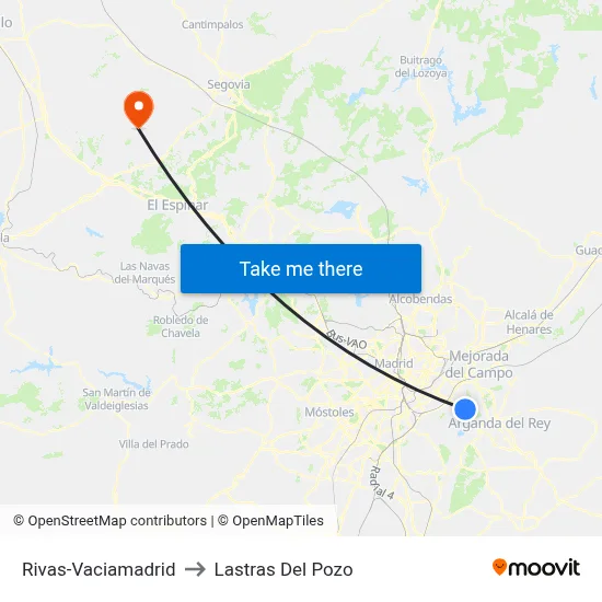 Rivas-Vaciamadrid to Lastras Del Pozo map