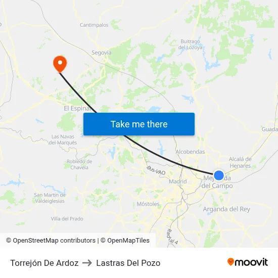 Torrejón De Ardoz to Lastras Del Pozo map