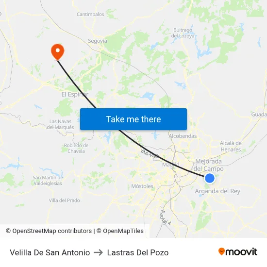 Velilla De San Antonio to Lastras Del Pozo map