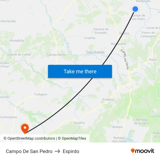 Campo De San Pedro to Espirdo map