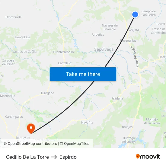 Cedillo De La Torre to Espirdo map