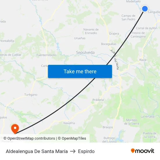 Aldealengua De Santa María to Espirdo map
