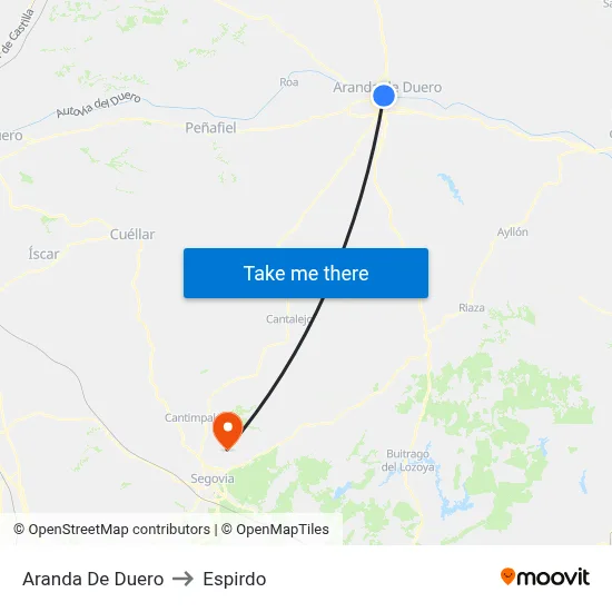 Aranda De Duero to Espirdo map