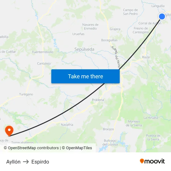 Ayllón to Espirdo map