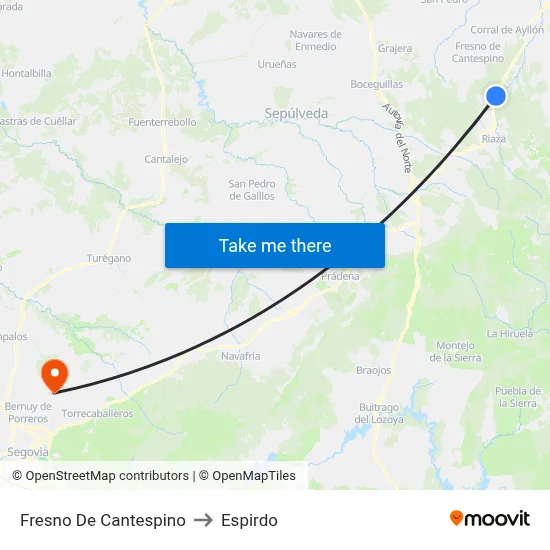 Fresno De Cantespino to Espirdo map
