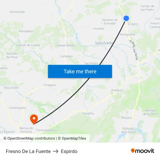 Fresno De La Fuente to Espirdo map