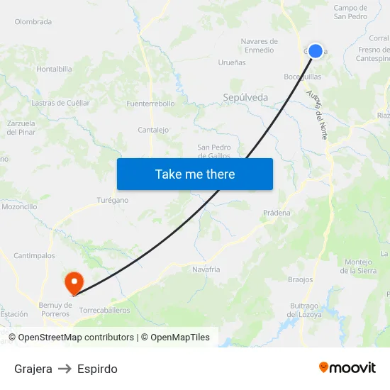 Grajera to Espirdo map
