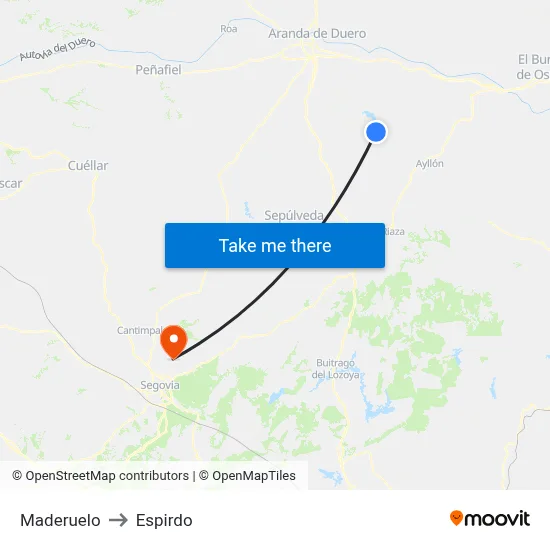 Maderuelo to Espirdo map