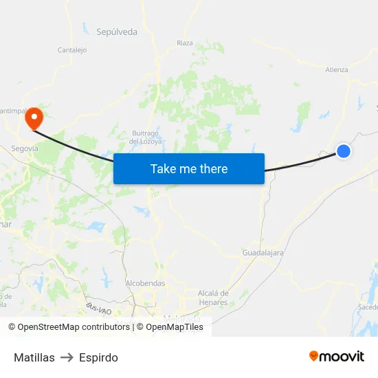 Matillas to Espirdo map