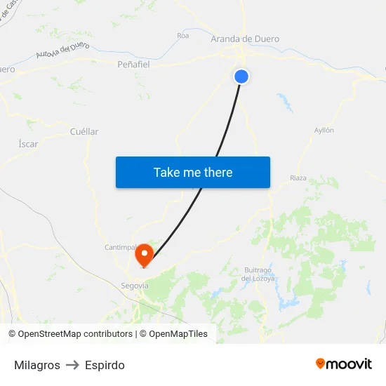 Milagros to Espirdo map